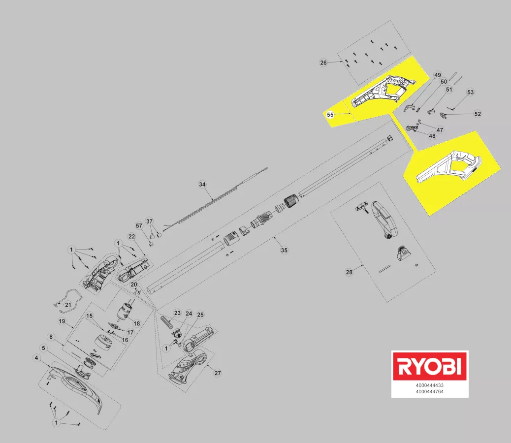 poignée principale coupe-bordure réf. 5131035458 Ryobi
